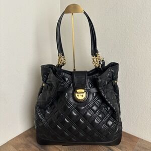 Brahmin Alison Rivington Leather Quilted Tote Shoulder Bag Black WITH COA